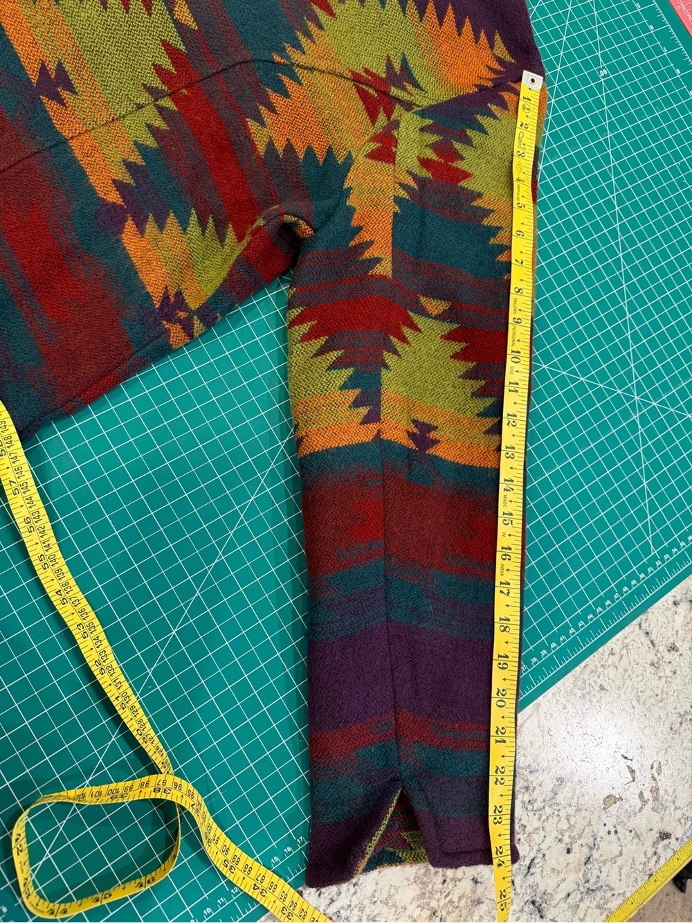 Southwestern Aztec Open Front Jacket Blanket Coat Boho Tribal Shacket - Picture 7 of 12